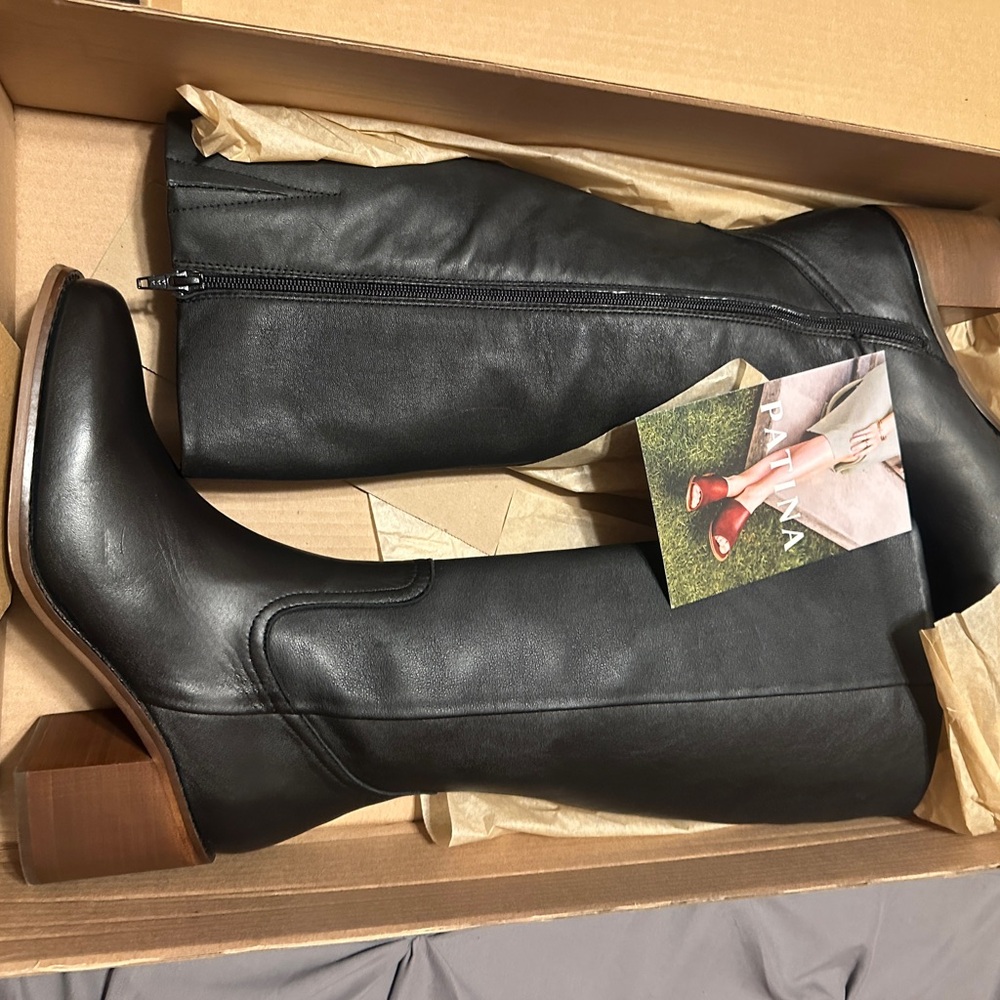 Portland Leather (Patina) Black Heeled Boots